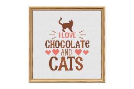 I Love Chocolate and Cats Cross Stitch Pattern